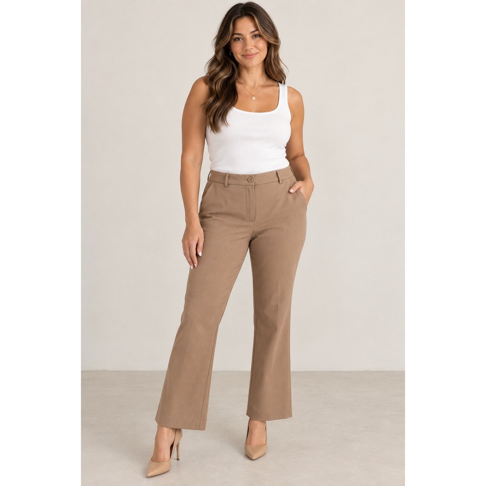 Talbots Raleigh Dress Pants Women 12P Muted Acorn Bootcut Stretch